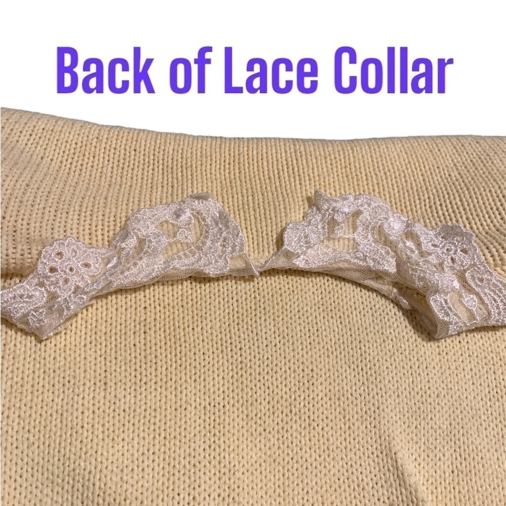 EUC Vintage 80s oversized Large Cotton Sweater with shoulder pads Lace Collar - Picture 4 of 5